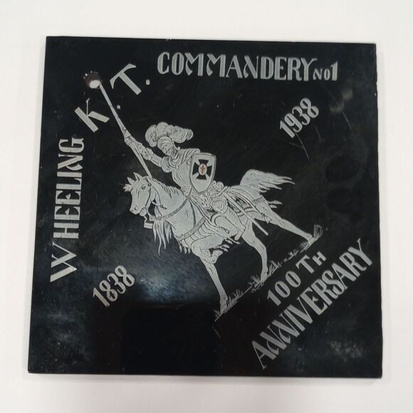 Vintage Wheeling K.T. Commandery No 1; 1838-1938 100th Anniversary 6 X 6 Tile - Picture 1 of 6